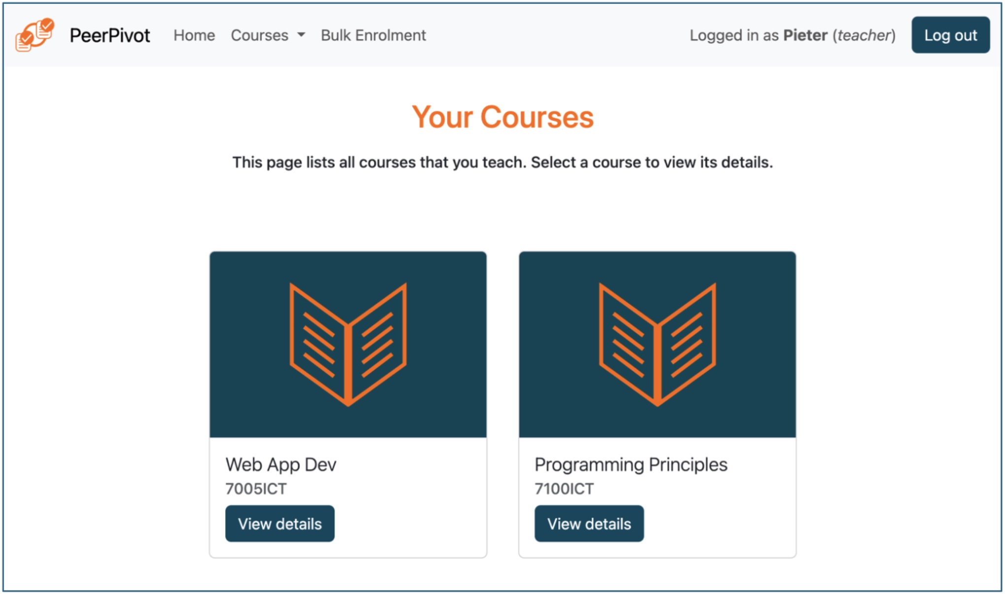 Peer Pivot Home Page Screenshot